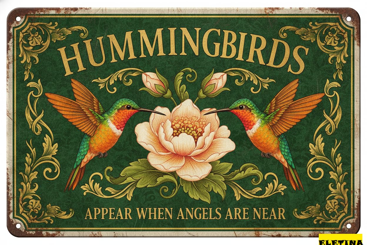 Hummingbirds Appear When Angels Are Near Tin Sign, 8x12