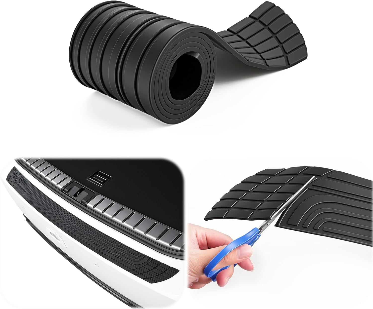 SINGARO 42" Universal Rubber Rear Bumper Protector for Cars & SUVs - Anti-Scratch Trunk Edge Guard