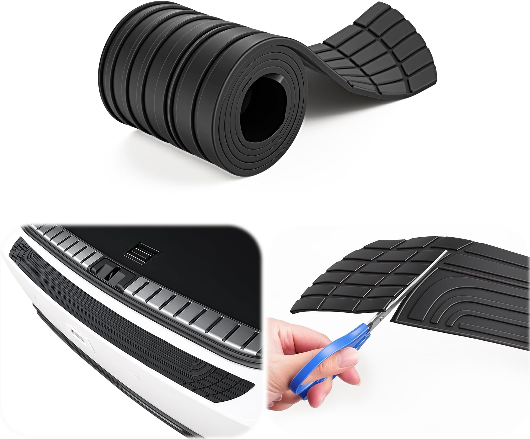 SINGARO Car Rear Bumper Protector, 41inch x3.4inch Car/SUV Universal Rubber Anti-Scratch Trunk Exterior Accessories