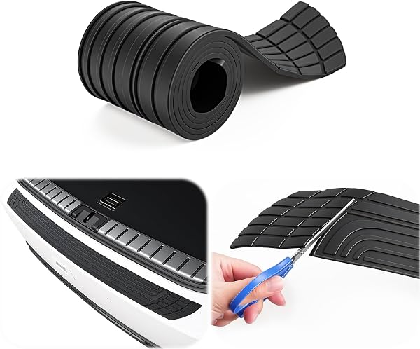 Protector de Paragolpes Trasero para Auto SINGARO, 42 pulgadas x 3.4 pulgadas, Accesorios Exteriores Universales de Goma Anti-Rayaduras para Auto/SUV