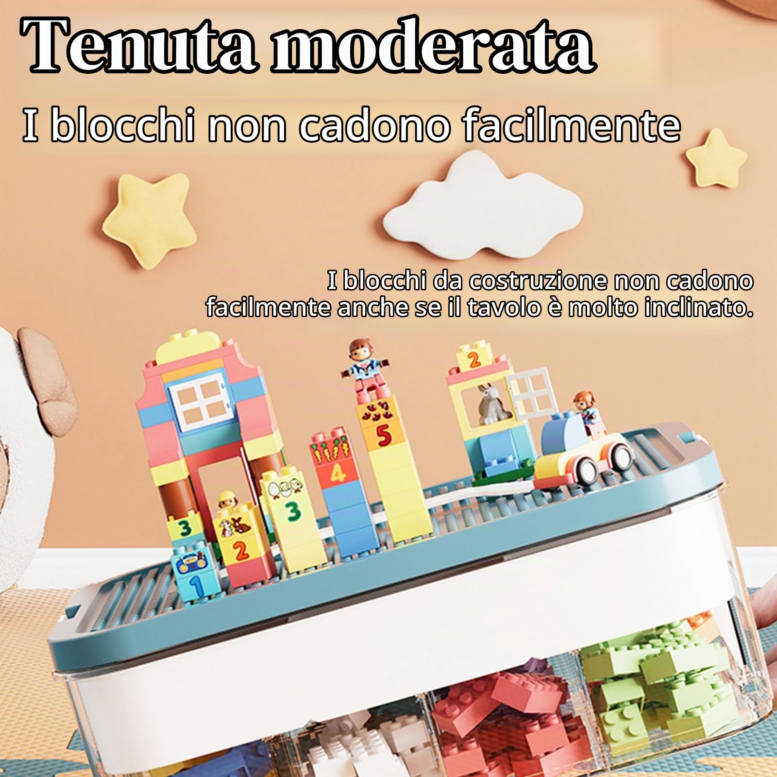 Scatole Plasticaa per Lego, 3 Strati Contenitore Portaoggetti per Giocattoli, Portaoggetti Impilabile in Plastica Trasparente con Scomparti, Per Riporre i Giocattoli Puzzle