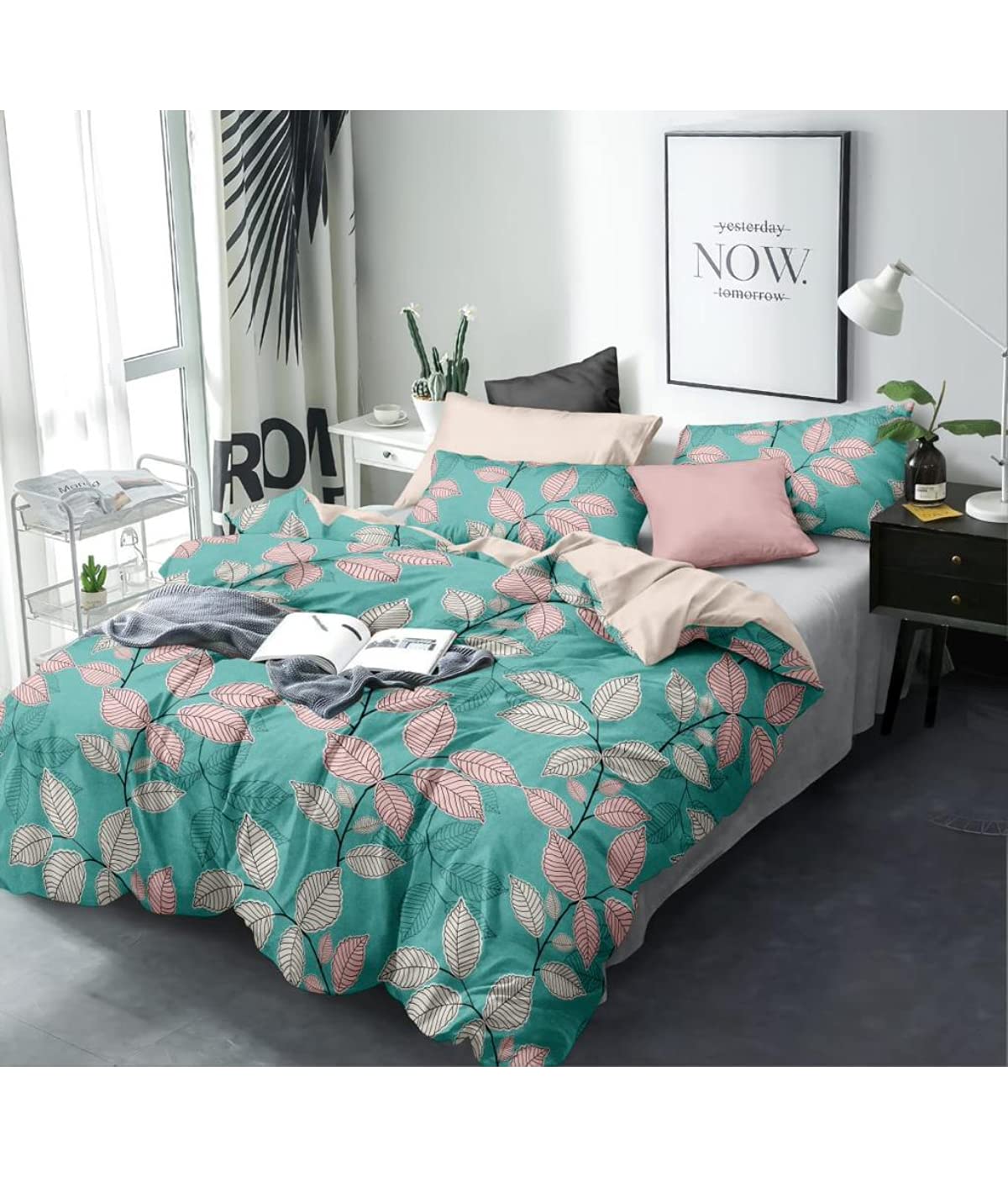 Nanki's Premium Fitted King Size Double Bed Bedsheet (Size 100x108 inches), with 2 Pillow Covers (46x68 inches)