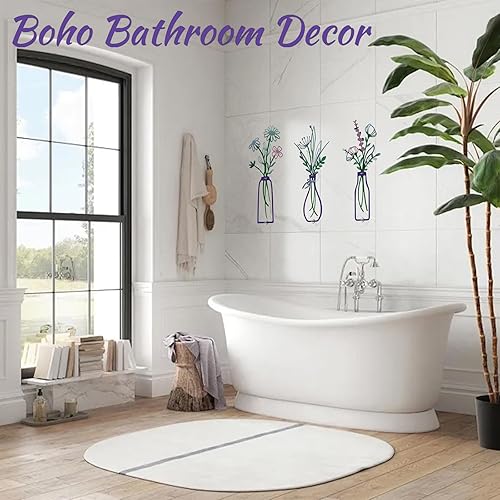 Miniatura 8 de SHOUNAJIA 3 piezas de decoración de pared de flores de metal, arte rústico de pared de granja, arte floral de metal para baño, dormitorio, sala de