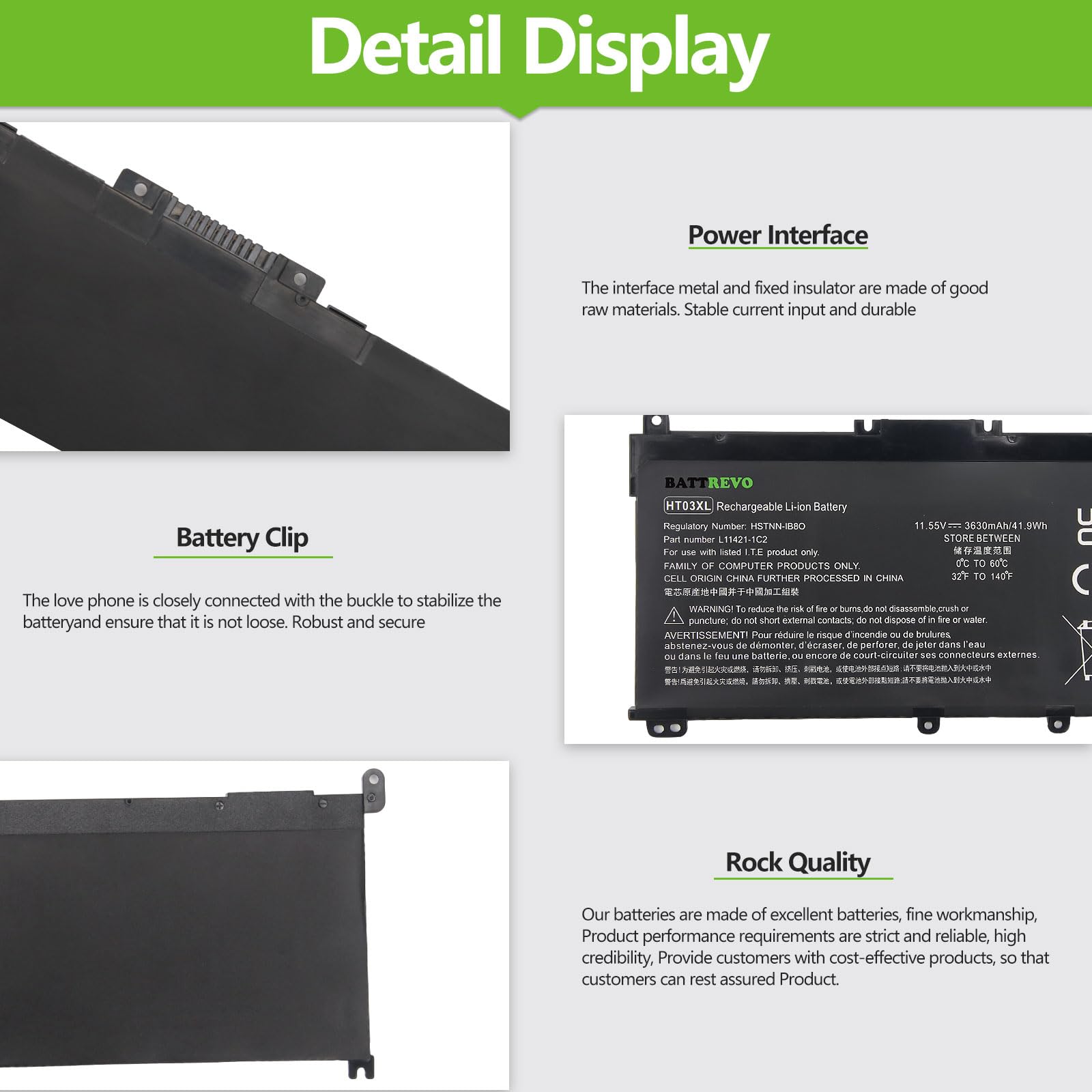 HT03XL HTO3XL L11119-855 Batteria per HP Pavilion 250 G7 255 G7 14-CE 14-CF 14-CK 14-cm 14Q-CY 14S-CF 15-CS 15-CW 15-DA 15-CR 15-CU 17-by 255 G7 340 G5 348 G5 L11421-542 L11421-2C2