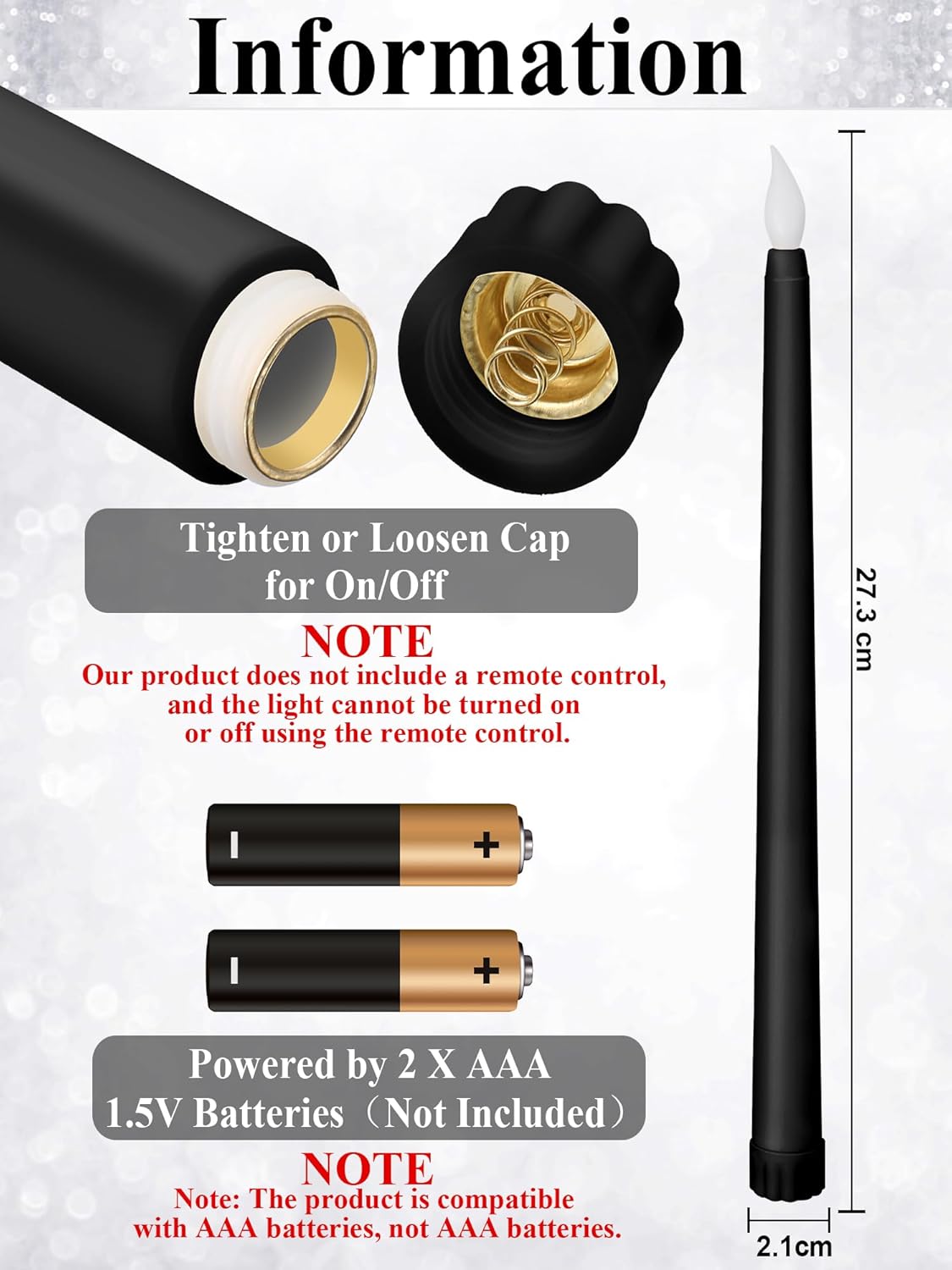 Treela 36 Pieces Flameless Taper Candles 11 Inch Flickering Faux LED Battery Operated Electric Fake Candles for Christmas Halloween Birthday Wedding Party Supplies(Black) Black Smooth