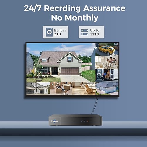 Miniatura 7 de Vista amplia de 121 + HD 3K Hiseeu 3K Sistema de cámara de seguridad con cable con audio, 8 cámaras de seguridad de 5 MP, foco de alarma, detección