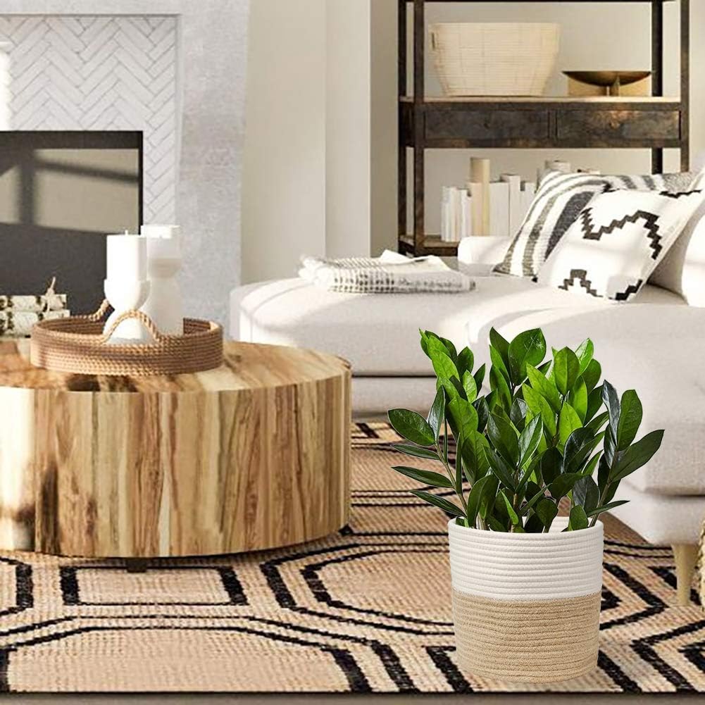 Briful 10"x10" Cotton Rope Woven Basket 25cmx25cm Plant Pots Indoor Jute Planter Rope Plant Baskets Plant Containers for Plants Toys - Image 5