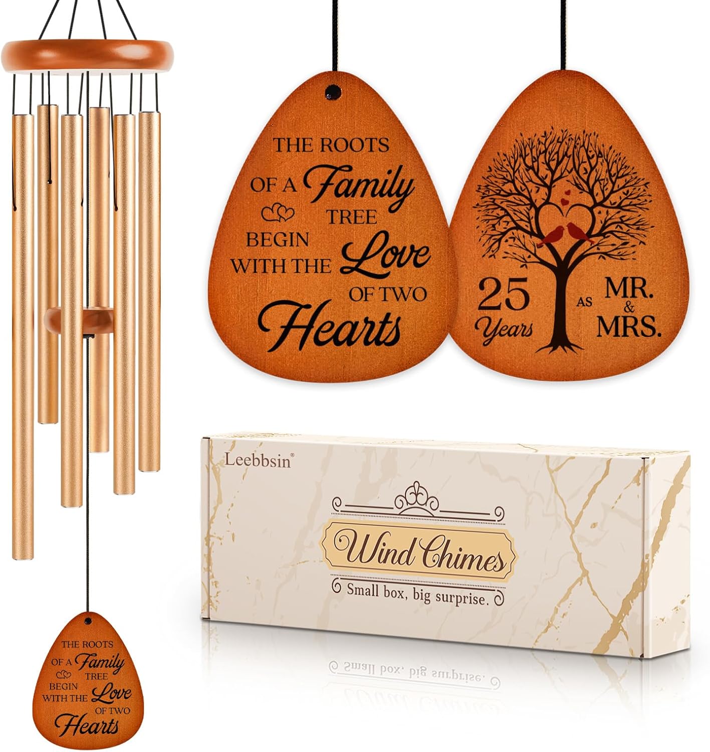 Leebbsin 50th Wedding Anniversary Wind Chime, Happy 50th Anniversary Romantic Gifts for Couple, Parents, Wife, Husband, Friends, Golden Anniversary's Keepsake Gifts Ideas-Large 36''
