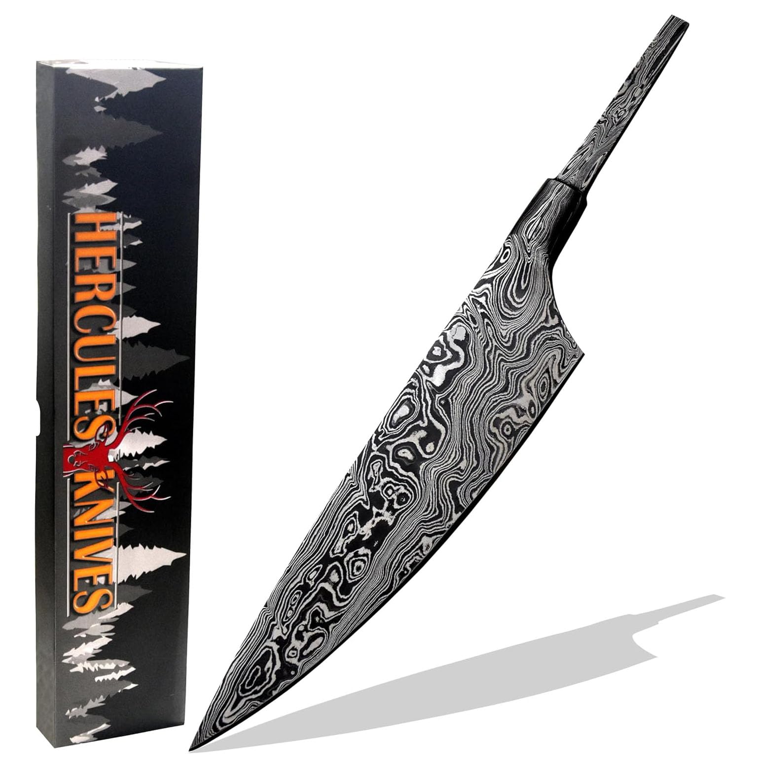 Custom Hand Forged Damascus Steel Blank Blade Chef Kitchen Knife, Forged Bolster, Woodworking Project Kit, Damascus Billet Bar Handmade Knife Making Supply (FBB-C) — Amazon image 11
