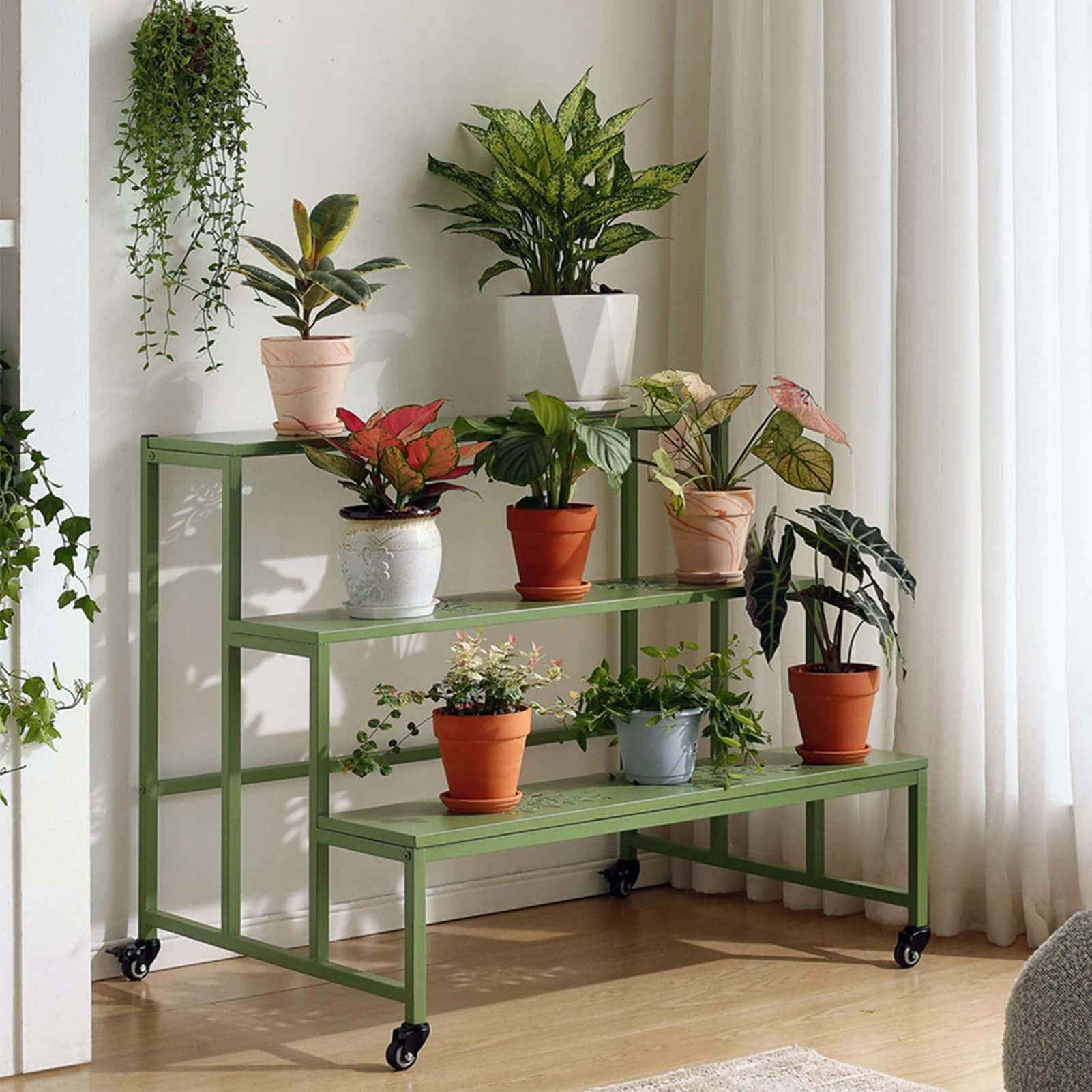 Amazon.co.jp: 金属製3段プラントスタンド - ガーデニング 棚ー