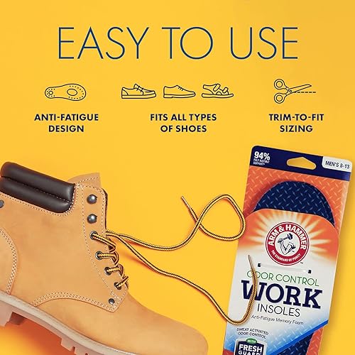 Miniatura 5 de Arm & Hammer Plantillas de trabajo, par de plantillas de espuma viscoelástica con soporte de arco antifatiga para hombres y mujeres, Azul oscuro