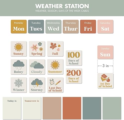 Miniatura 6 de El gráfico de bolsillo de calendario definitivo para el aula para niños - Hermoso calendario con tarjetas educativas para aprendizaje fácil -