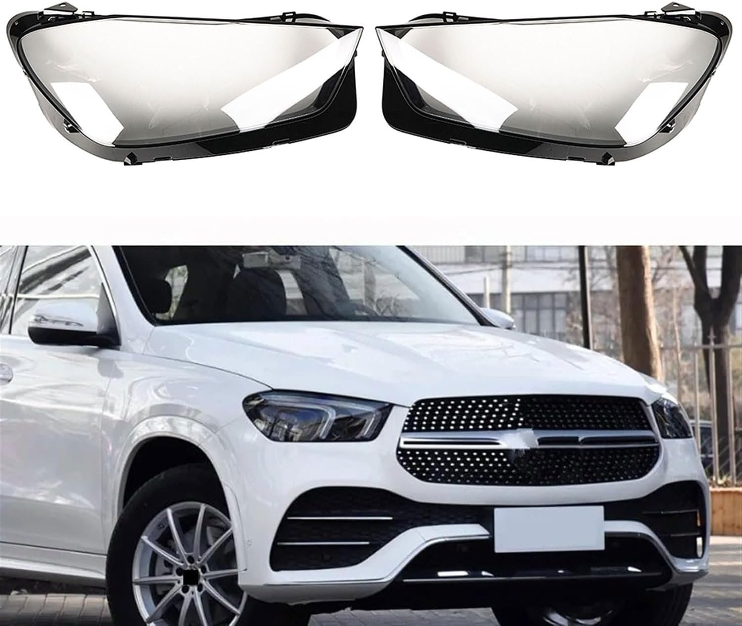 Car Headlight Lens Cover for Mercedes Benz GLE W167 2020 2021 2022, Headlight Cover Replacement Headlight Shell Transparent Lampshade Lens, Car Accessories,A Pair