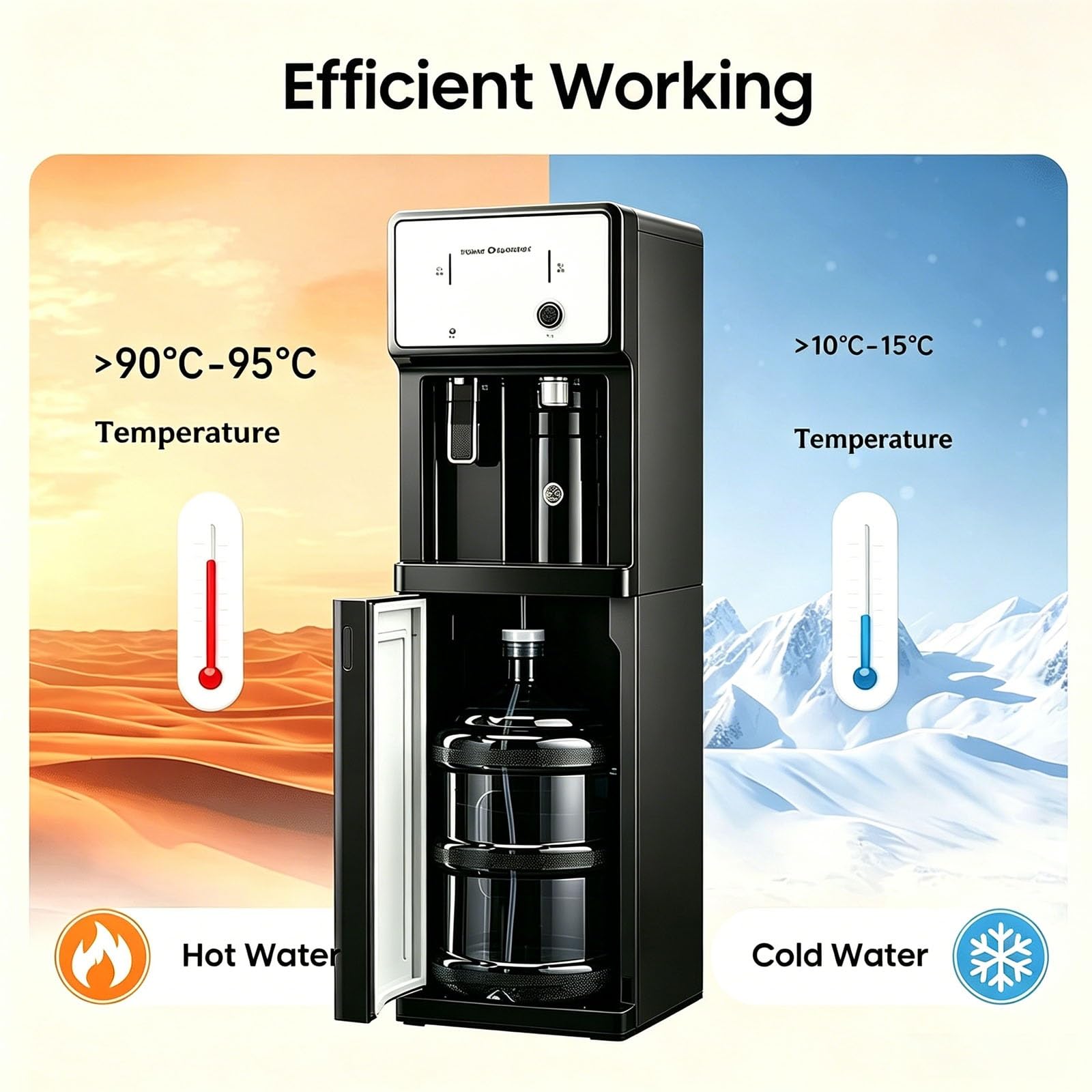 Distributore Acqua Caricamento Dal Basso,Erogatori Acqua Ufficio Dispenser,Regolazione A 3 Temperature,Purificatore Acquas Calda E Fredda Per Casa E Ufficio