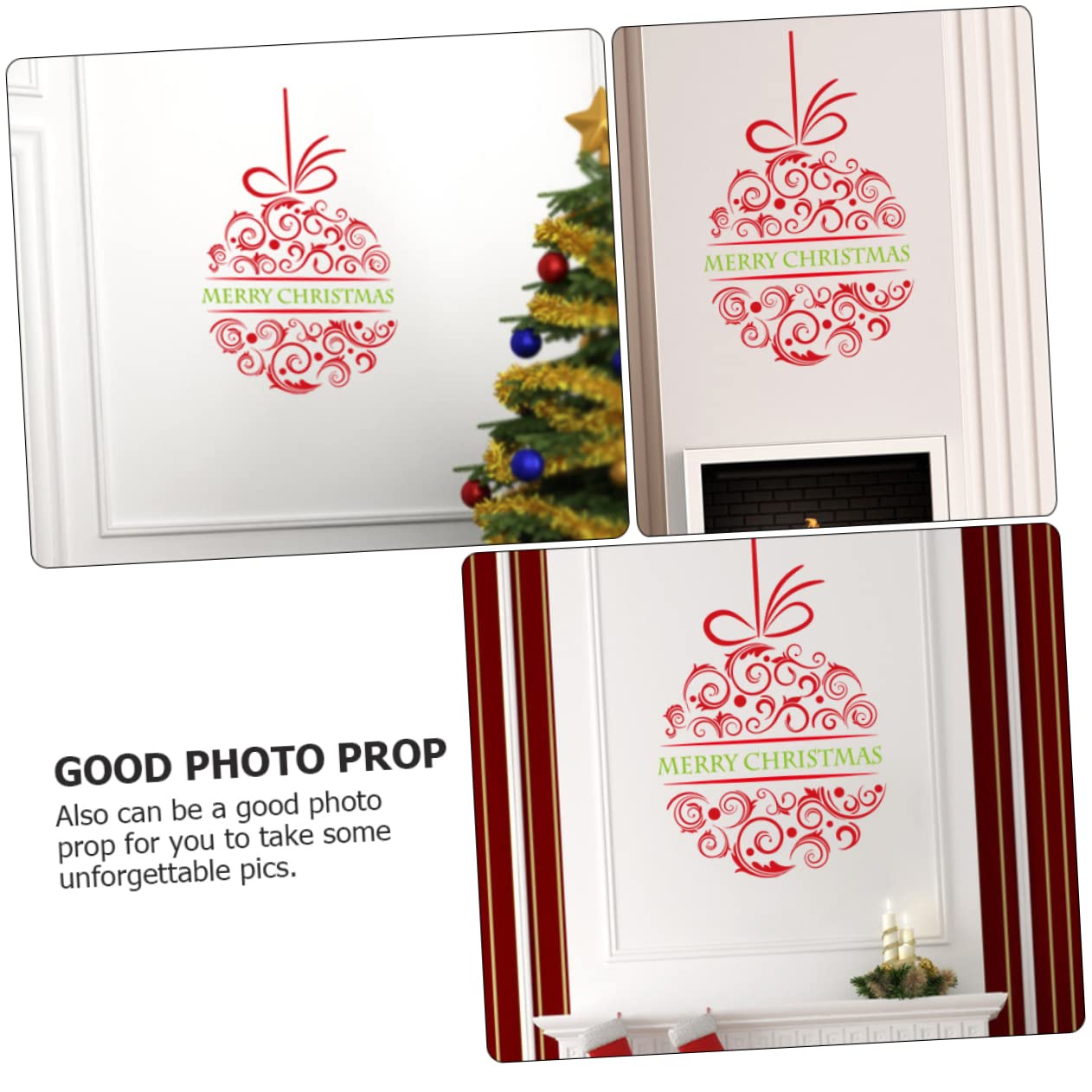 Cabilock 3 Pezzi Adesivo Murale Natalizio Chic Decorazione per Finestre e Stickers Natalizi Riutilizzabili per Supermercati Negozi e Festivi