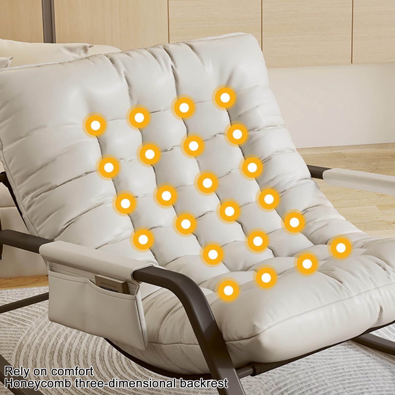 Sedia a dondolo Deluxe Lounge con spesso cuscino imbottito per interni ed esterni, poltrona portatile per balcone e patio
