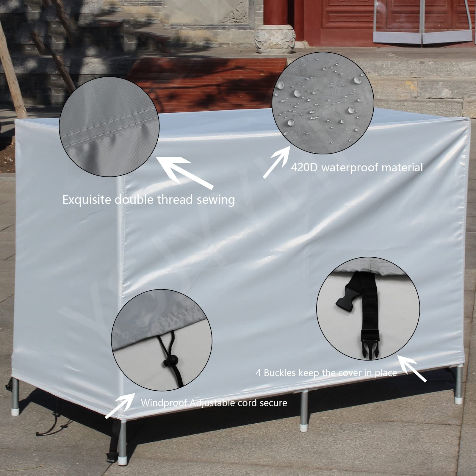 Copertura Tavolo Esterno Impermeabile,150x130x95cm Rettangolare Copertura Mobili Giardino,Telo Copri Tavolo Giardino Oxford 420D,Telo Protettivo per Tavolo e Sedie da Esterni