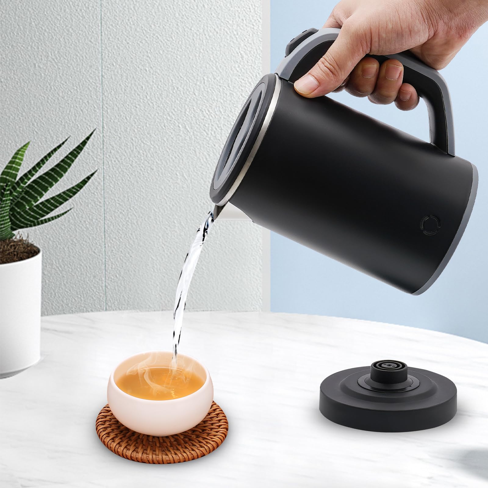 Elektrische waterkoker van roestvrij staal, 800 ml, kleine