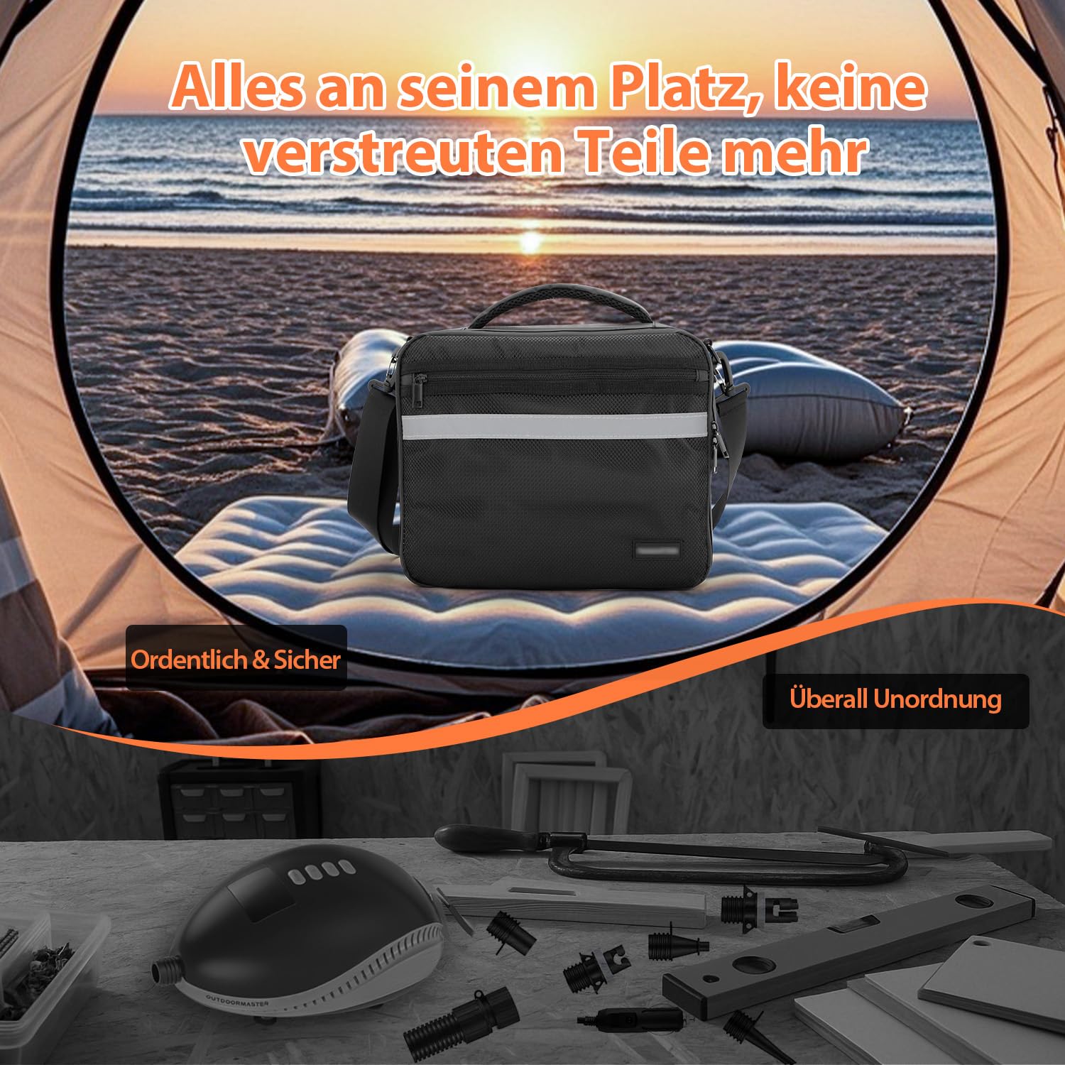 SUP Borsa per pompa, borsa per la pompa ad aria SUP compatibile con la maggior parte delle pompe elettriche SUP, custodia impermeabile con tracolla per accessori paddleboard (solo borsa)