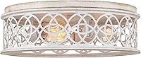 Vista 1 de Kira Home Blythe 17" 3-Light Rustic Farmhouse Flush Mount Ceiling Light + Metal Cage Drum Shade, Antique White Finish