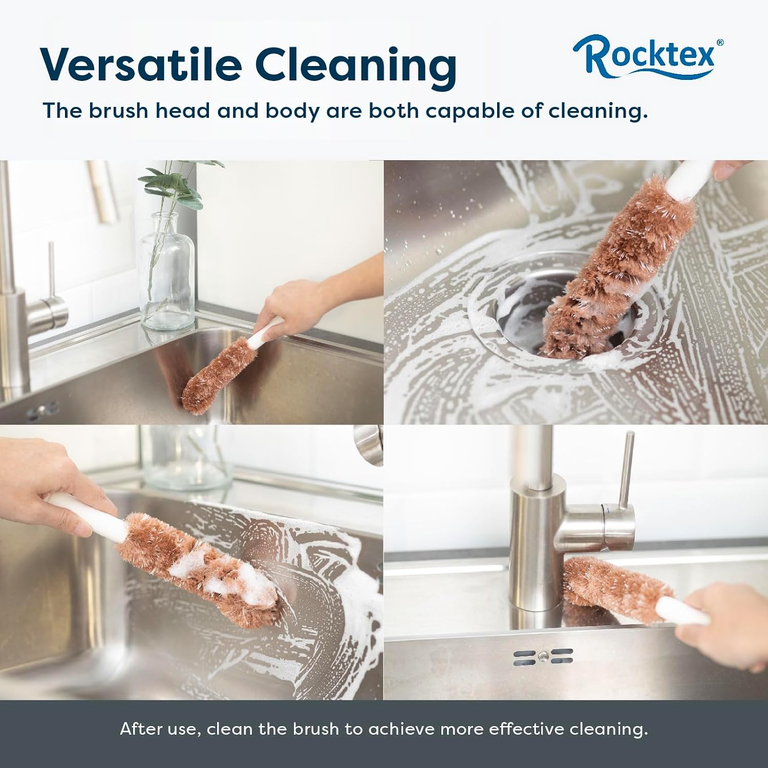 2-Pack Dual-Bristle Cleaning Brushes, Soft Bristles for Gentle Foaming and Firm Bristles for Deep Cleaning, Perfect for Kitchen, Bathroom, Sinks, Bathtubs, and Drains