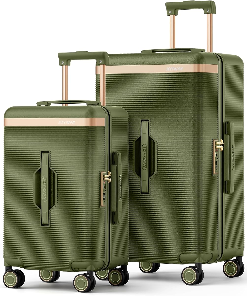 Juegos de equipaje de 2 piezas, equipaje de mano de 22 pulgadas y equipaje facturado de 26 pulgadas, verde