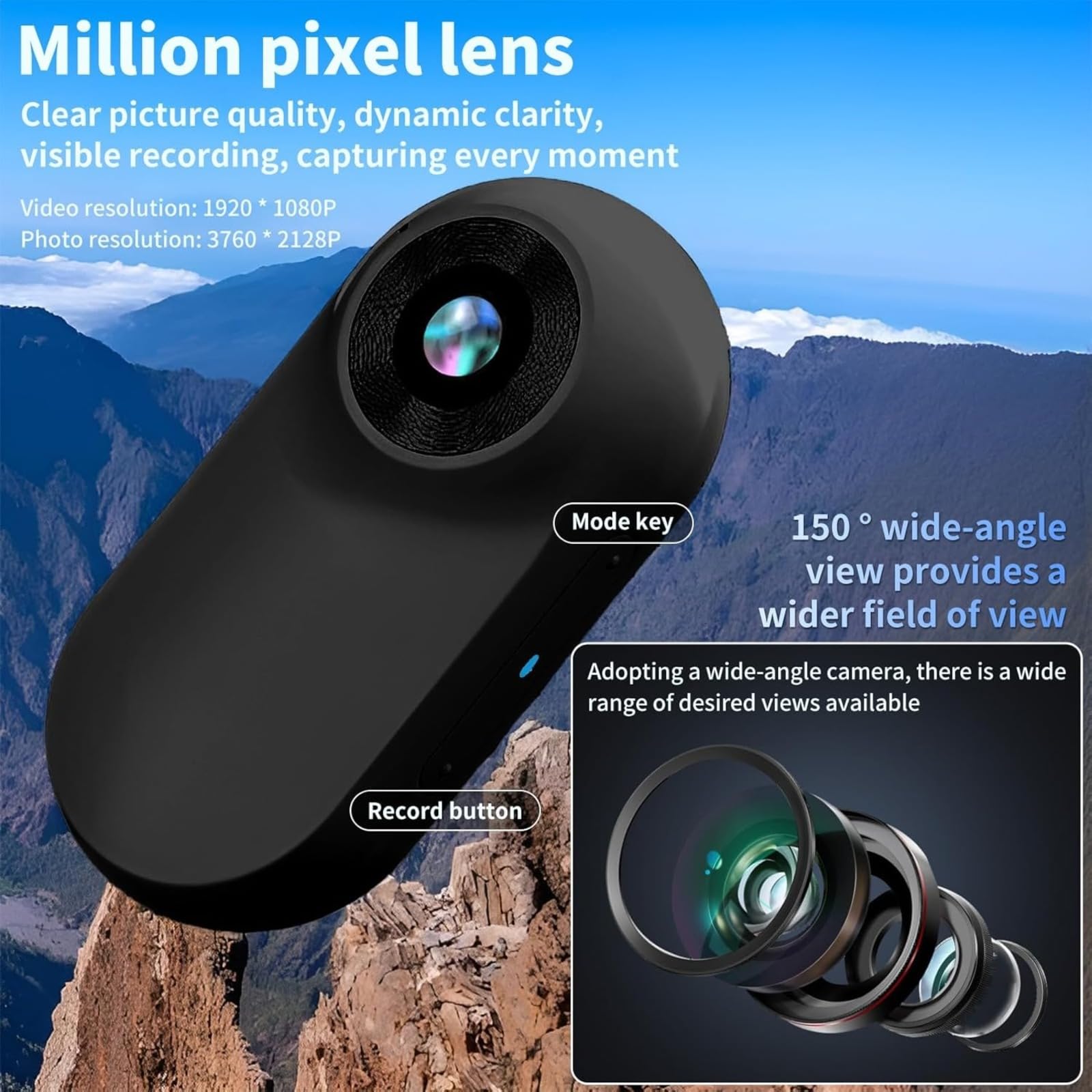 Telecamera da Collare per Cani con Scheda SD da 32 GB, Telecamera WiFi da Collare per Gatti, Telecamera d'azione Senza Fili, Mini Telecamera per Uso Interno ed Esterno