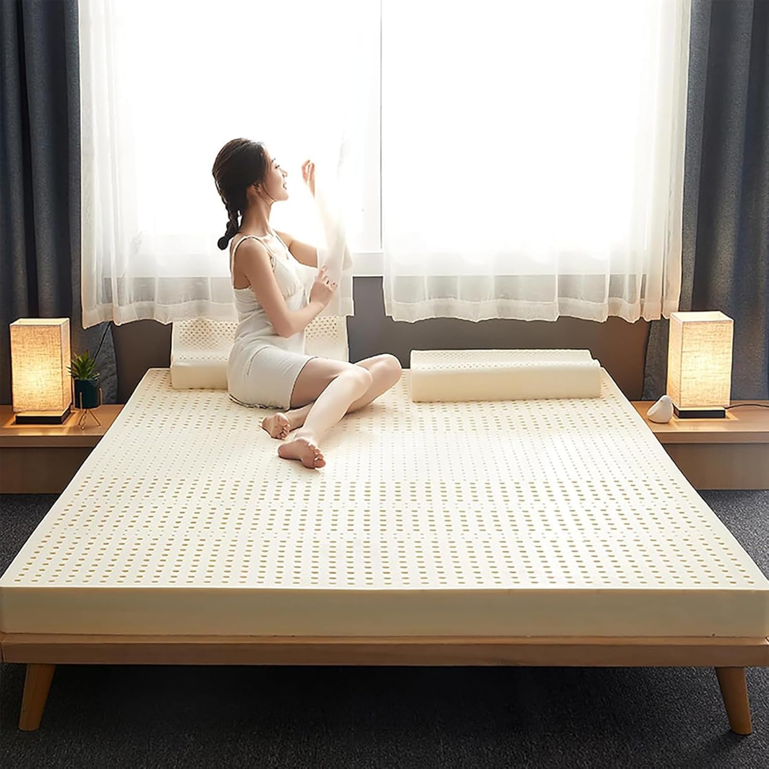 Premium Natural Latex Mattress Topper, Organic Cover, No Memory Foam Chemicals, 2.5cm Thick, Pain Relief for Shoulders & Back, 135x210cm (53x83in)