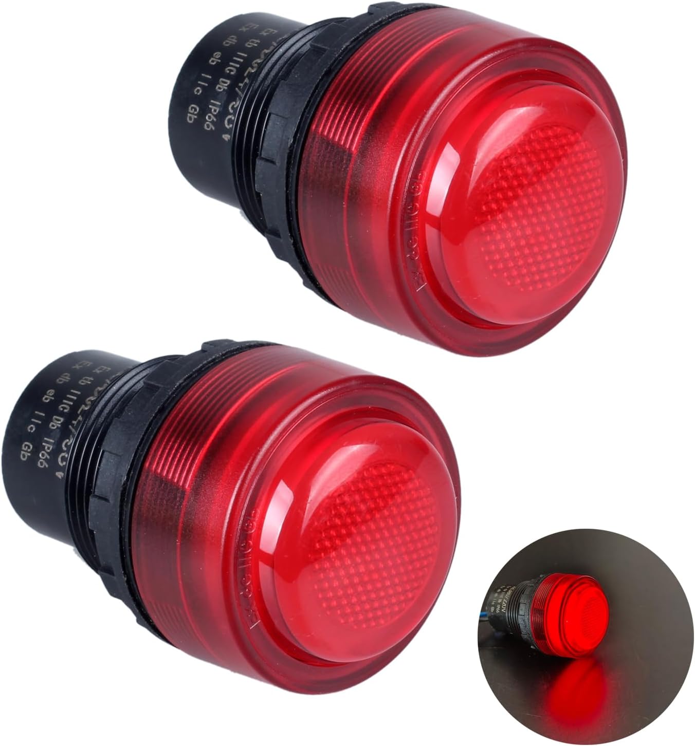 2Pcs 30mm Anti-Vandal and Anti-Corrosion Power Signal Indicator Light 110V 220V 380V AC 1.18" mounting Hole Size (Green)