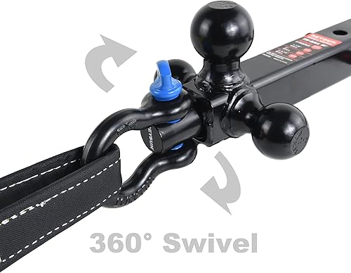 Vista 19 de Enganche de remolque de tres bolas con grillete de remolque giratorio, se adapta a receptor de enganche de 2 pulgadas, pasador de bloqueo