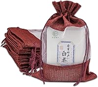 Vista 40 de 12 paquetes de grandes bolsas de regalo de arpillera de lino y organza con cordones (16.5x21.5 cm, beige/plata de lunares) - Favores de fiesta