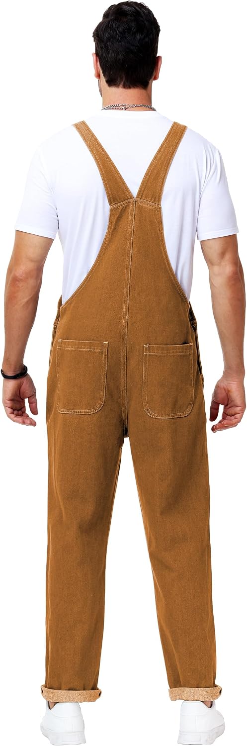 AOBUTE Mens Denim Bibs Overalls Pants Work Casual Jumpsuit
