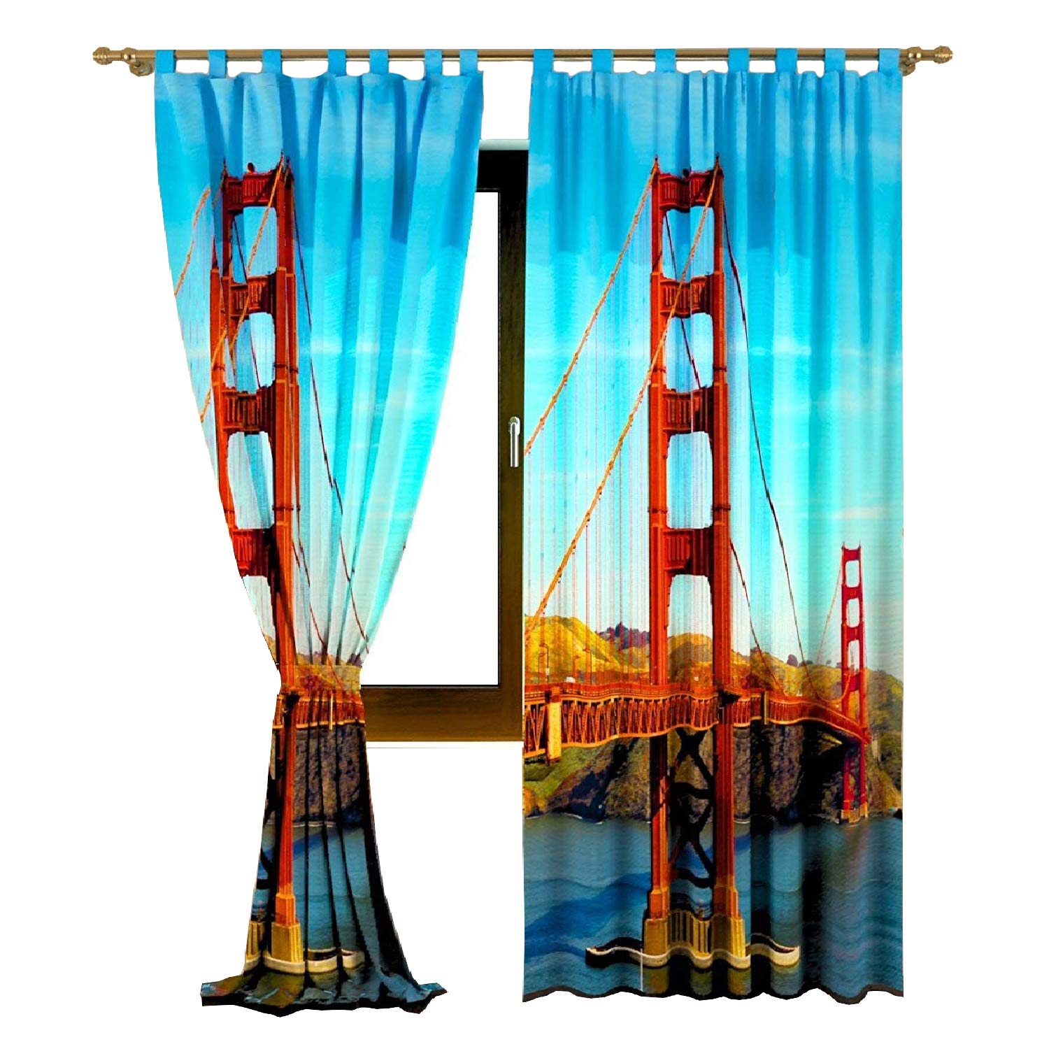 IrisUSA One Panel 100% Polyester Bridge Over Sea Themed Room Darkening Curtain Window Drape For Home Decor, Transparent (52" x 95")