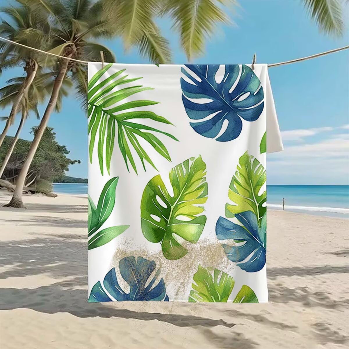 Telo Mare XXL 220x100cm/35x70cm, 2 Set Telo Mare Microfibra Moderno Asciugamano Palestra Uomo, Antisabbia, Leggero, Asciugatura Rapida, Teli da Spiaggia Grandi Accessori per Camping Natation Yoga E-45