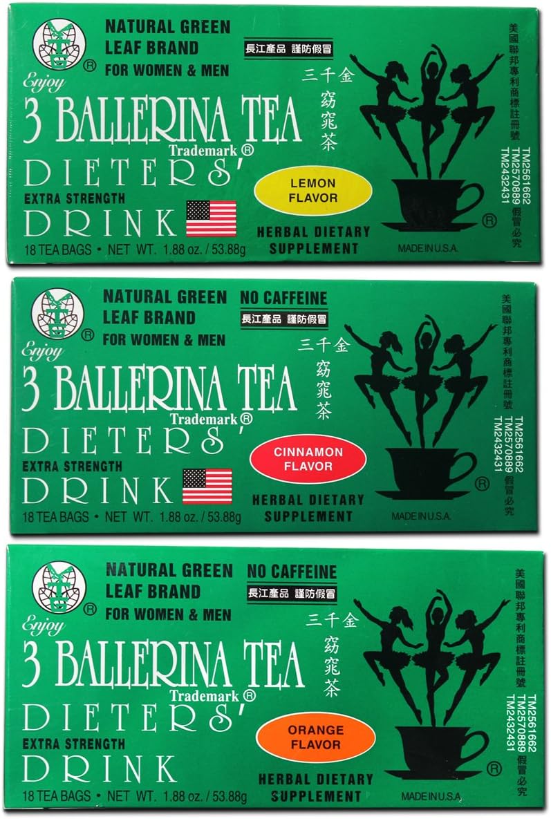 3 Ballerina Diet Tea Extra Strength for Men and Women 3 Boxes Flavored