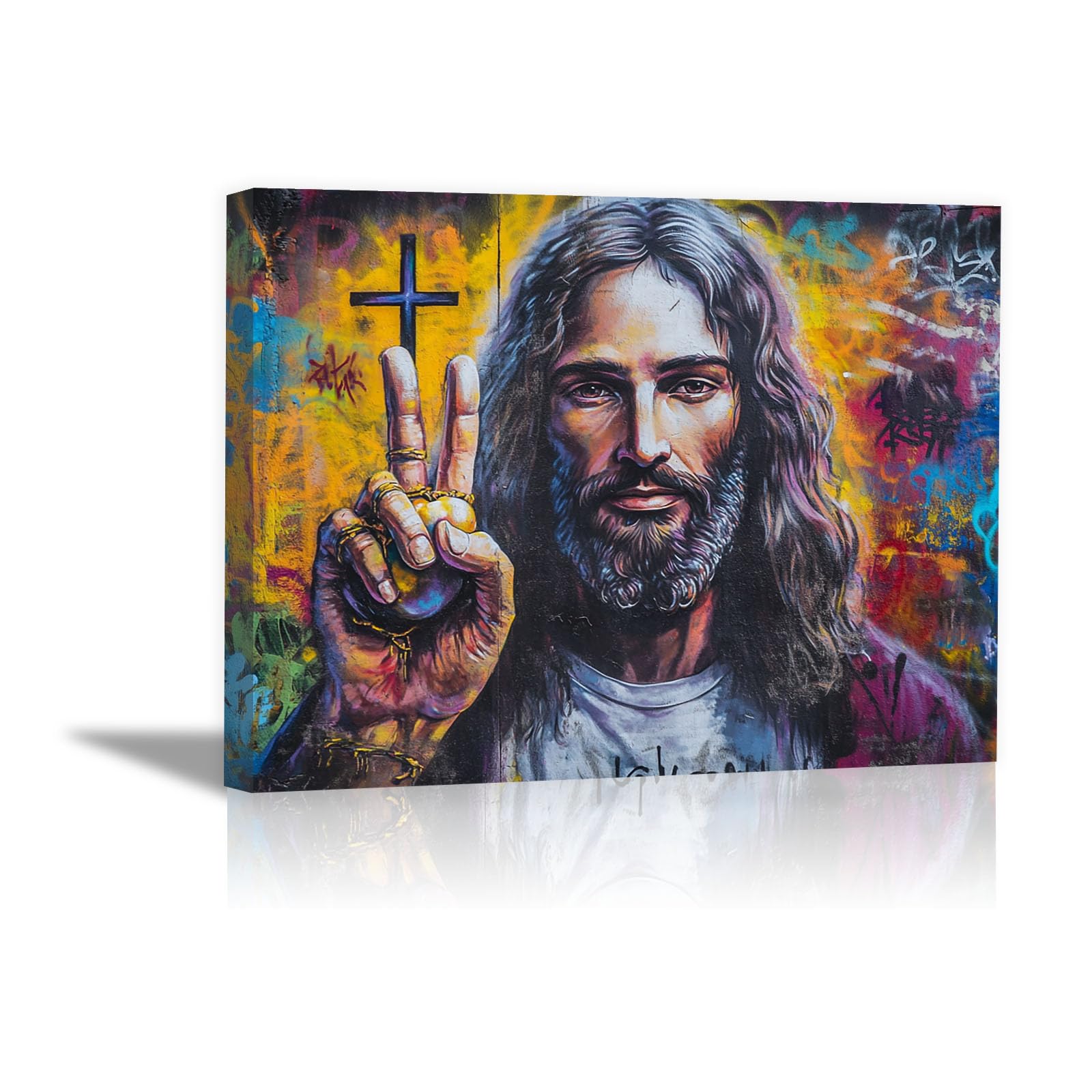 DMZPKZB Dekoracja ścienna Chrystusa Religii, Krucyfiks Malarstwo Chrystusa Religii Dekoracja ścienna - 70 x 100 cm oprawiony (wielokolorowy)