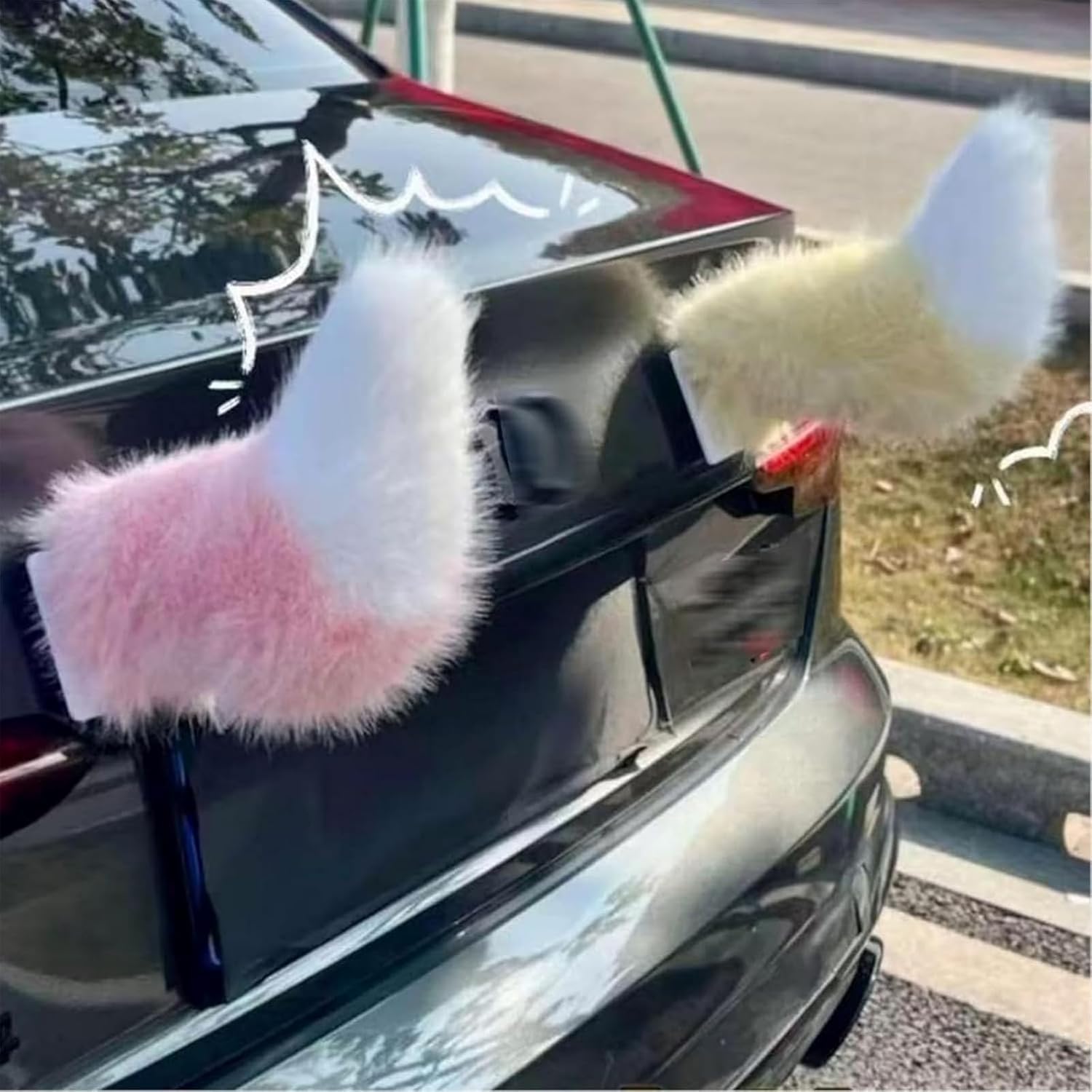 Télécommande pour Voiture Électrique avec Queue, Décoration de Voiture avec Queue d'Animal Mignon et Peluche, Décorations de Voitures avec Queues d'Animaux Électriques, Accessoire Amovible pour Coffre