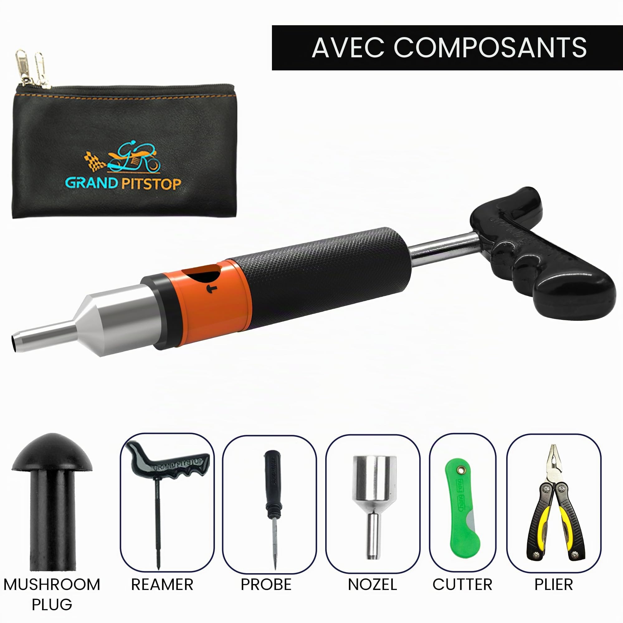 GRAND PITSTOP 21 Pcs Tubeless Tire Plugger Repair for Punctures and Flats on Cars, Motorcycles, ATV, RV, SUV, Trailer, Trucks & Tractors (15 Mushroom Plugs)