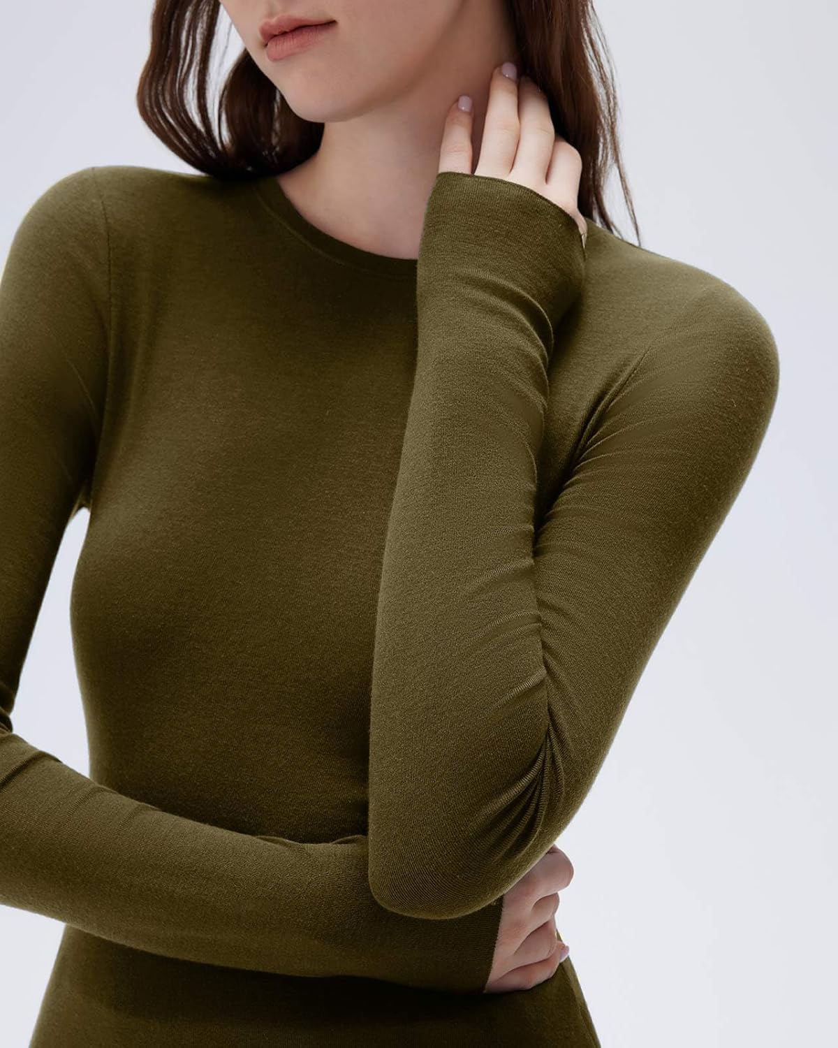 SUUKSESS Cloud Cashmere Women Crew Neck Fitted Long Sleeve Shirt Basic Knit Tops - Image 4