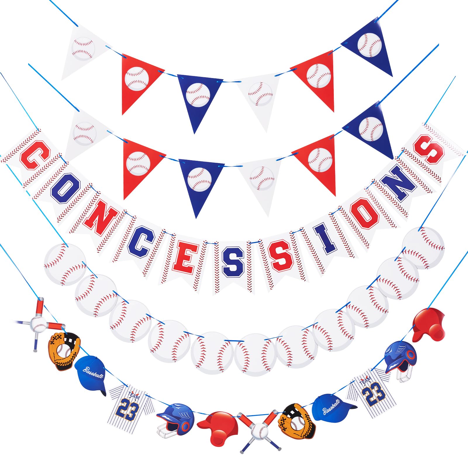 Homarkable Pre-strung Baseball Party Decorations With Concessions Banner, Sports Themed Birthday Supplies, Triangle Bunting Pennant Flag