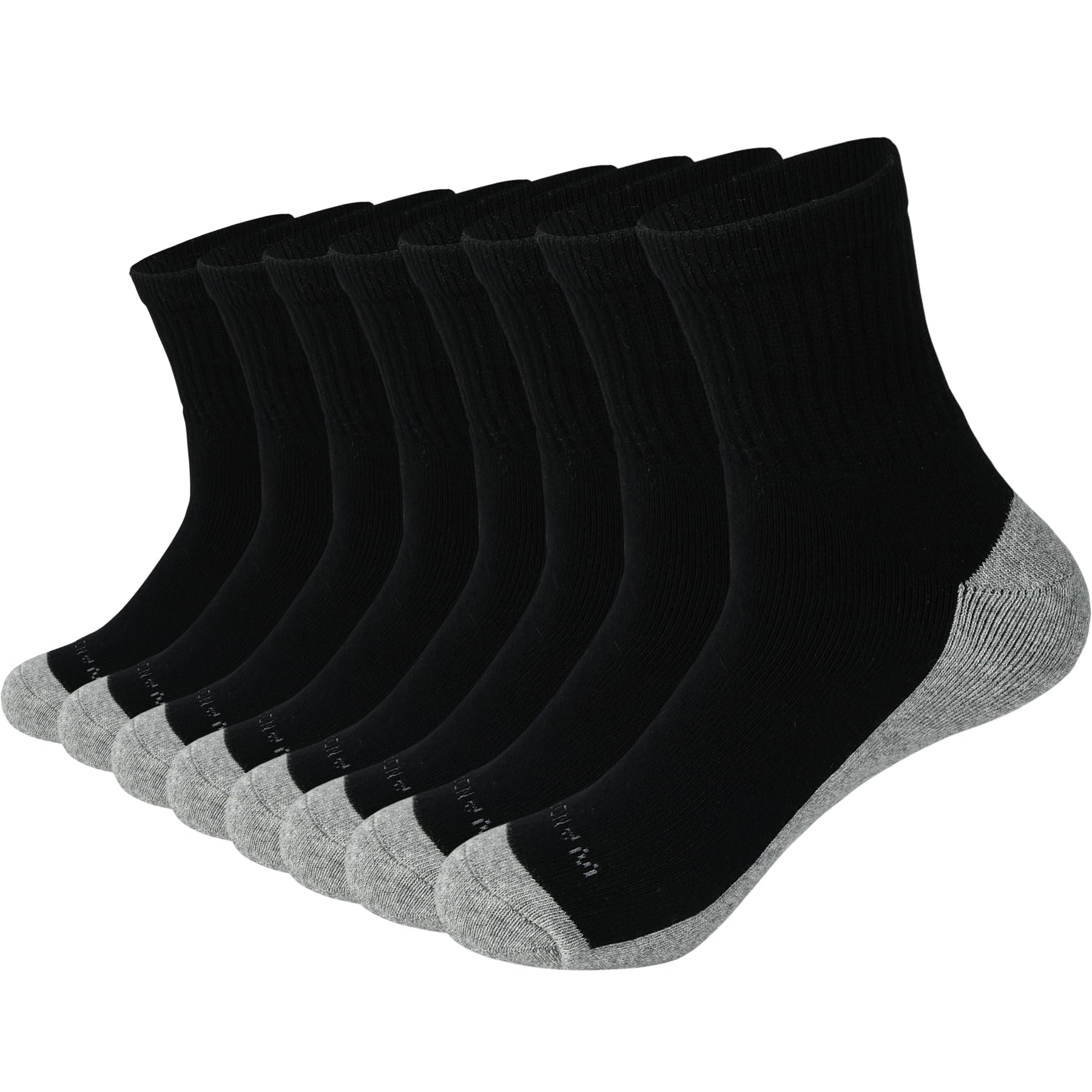 WANDER Men's Athletic Ankle Socks 3/8 Pairs Thick Cushion Running Socks for Men&Women Cotton Socks 6-9/9-12/12-15 12-15 8 Pair A1-black