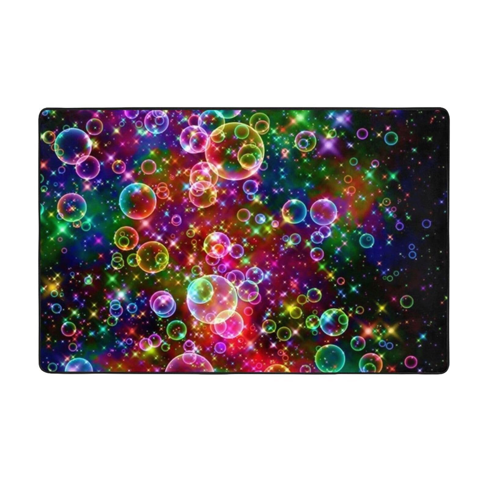 Grand tapis d'intérieur 150x100 cm motif étoiles arc-en-ciel lavable