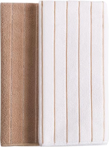 Miniatura 8 de HYER KITCHEN Toallas de cocina de microfibra, diseño a rayas, súper suaves y absorbentes, paquete de 8, 18 x 26 pulgadas, gris y blanco