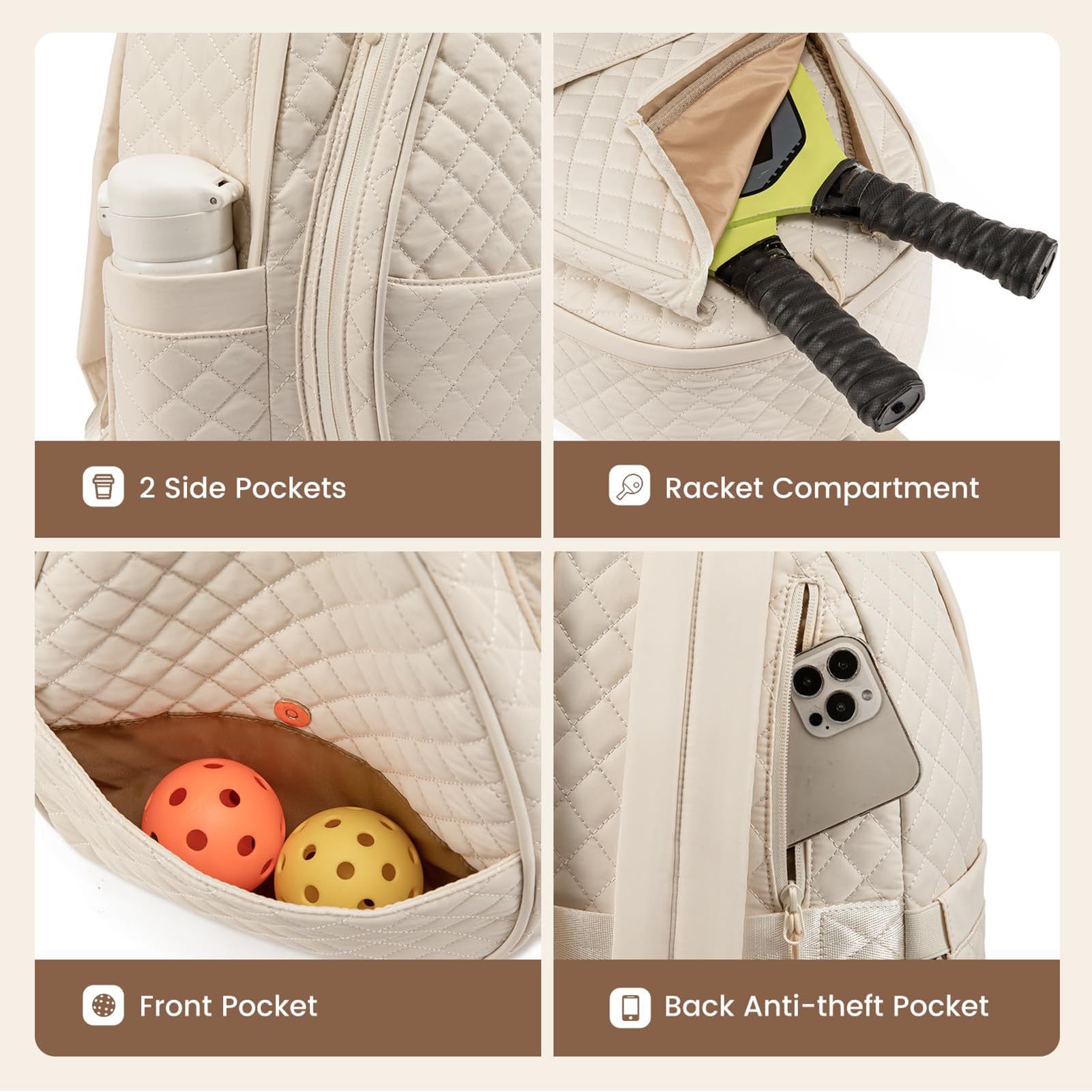 Borsa Pickleball - impermeabile e leggero di grande capacità | Zaino da tennis per grande set da pickleball, deposito di racquetball, palestra all'aperto
