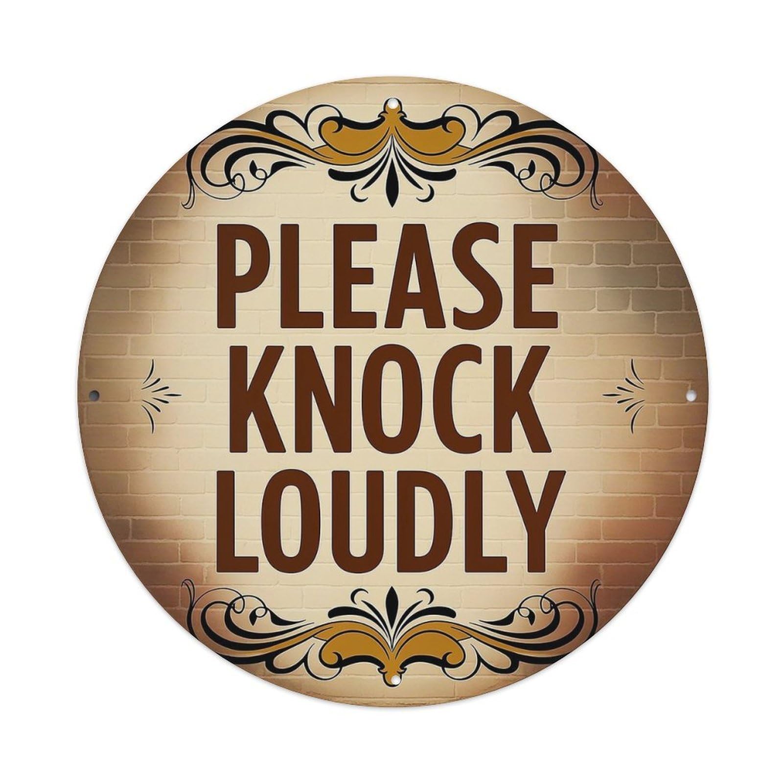 Jdyansheng Vintage Please Knock Loudly Sign Design Tin Sign Metal Poster Metal Signs For Home Man Cave Bar Cafe Kitchen Laundry Room Wall Decorations 8X8 Inches