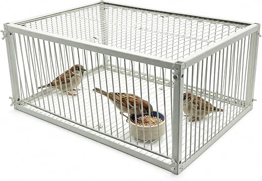 House Sparrow Trap Cage, Live Sparrow Catcher with 2 One-Way Entrances, Reusable Multi Catch Bird Cage for Small Birds, Outdoor Metal Wire Trap for Yard, Garden, Farm and Aviary
