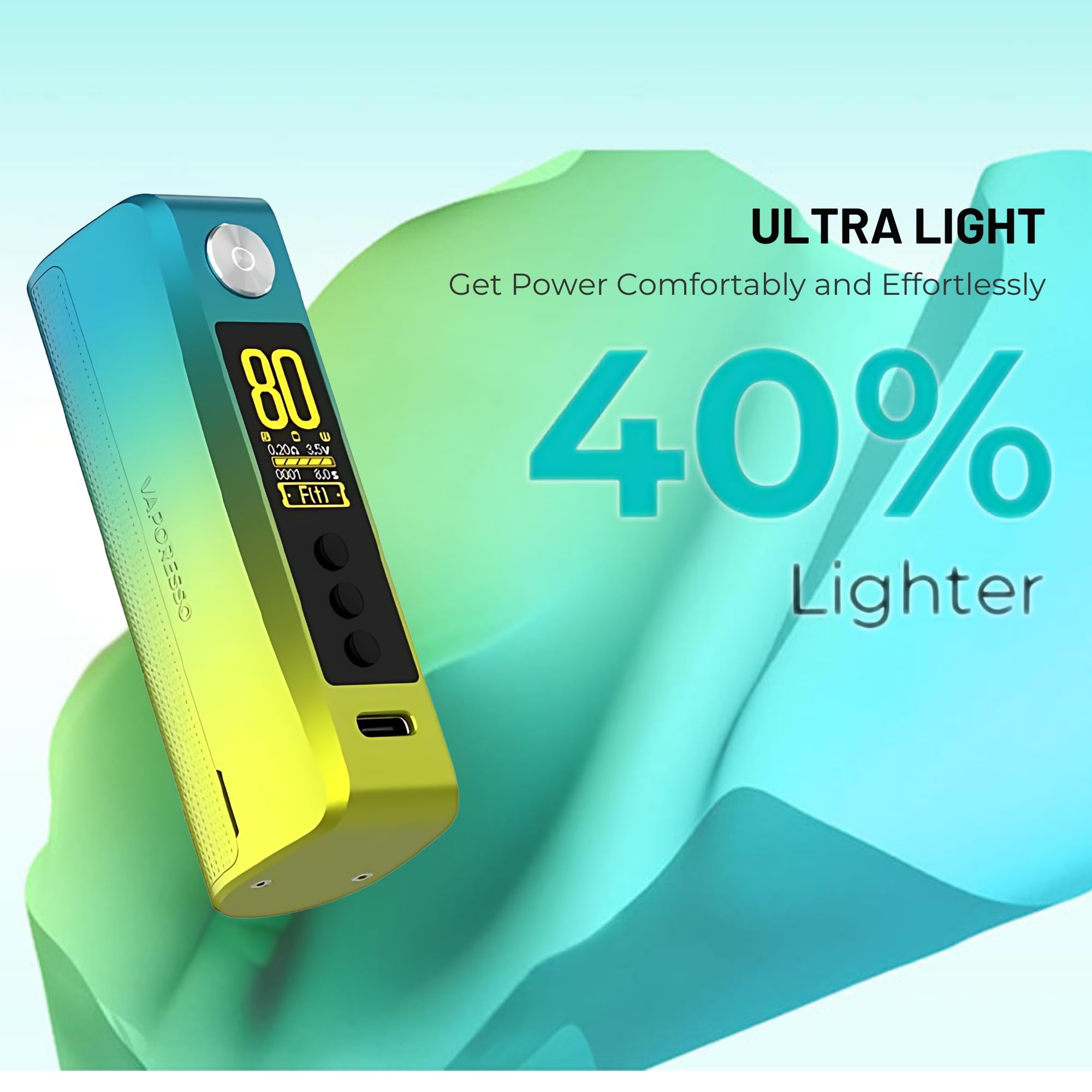 VAPORESSO GEN 80S Vape Mod - [Requires 1x 18650 Battery - Sold Separately]  80w Max Output, Threaded 510 Connection, MTL or DTL Vaping Kit, USB Type-C  Charge, Ultra-Light, No Nicotine (Black): Amazon.co.uk: