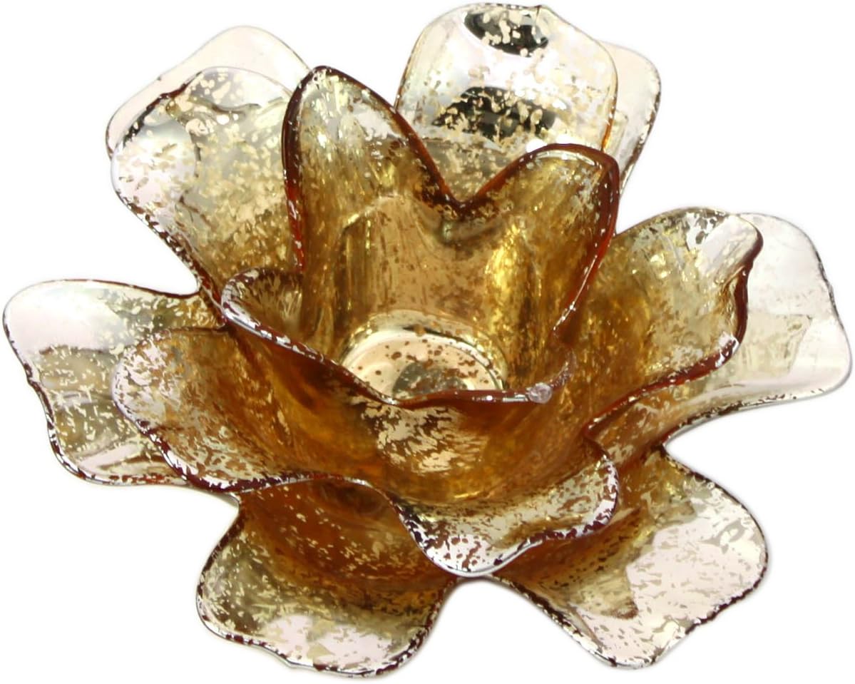 Gold Flower Tea Light Holder (Set of 6) Home & Kitchen