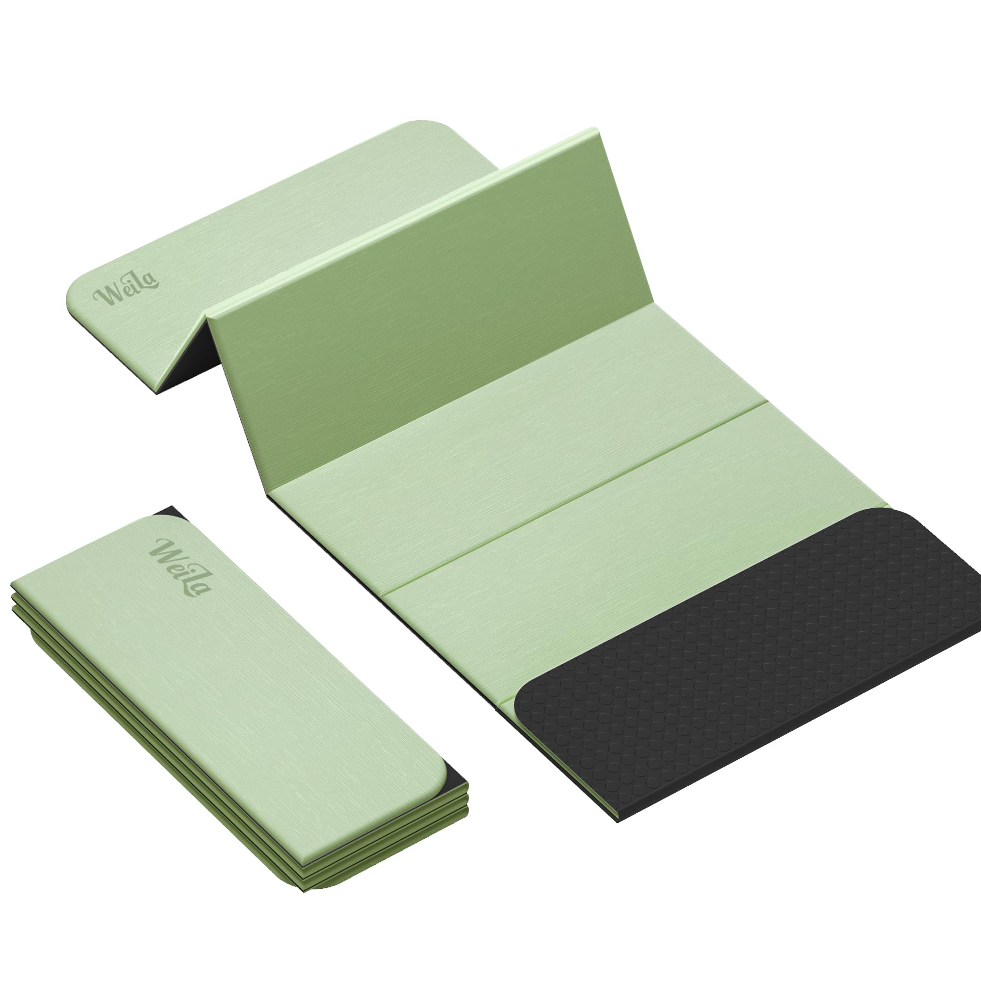 Photo 1 of 1/2inch Extra Thick Foldable Yoga Mat with SGS Certified Odourless POE Material - Light Weight Non Skid Easy to Clean Travel Workout Excercise Mat, 70x24inch (Light Green)