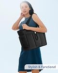 TOPDesign Puffy Tote Bag for Women with Cup Holder & Laptop Compartment & Cosmetic Bag & Trolley Sleeve for Work, Travel